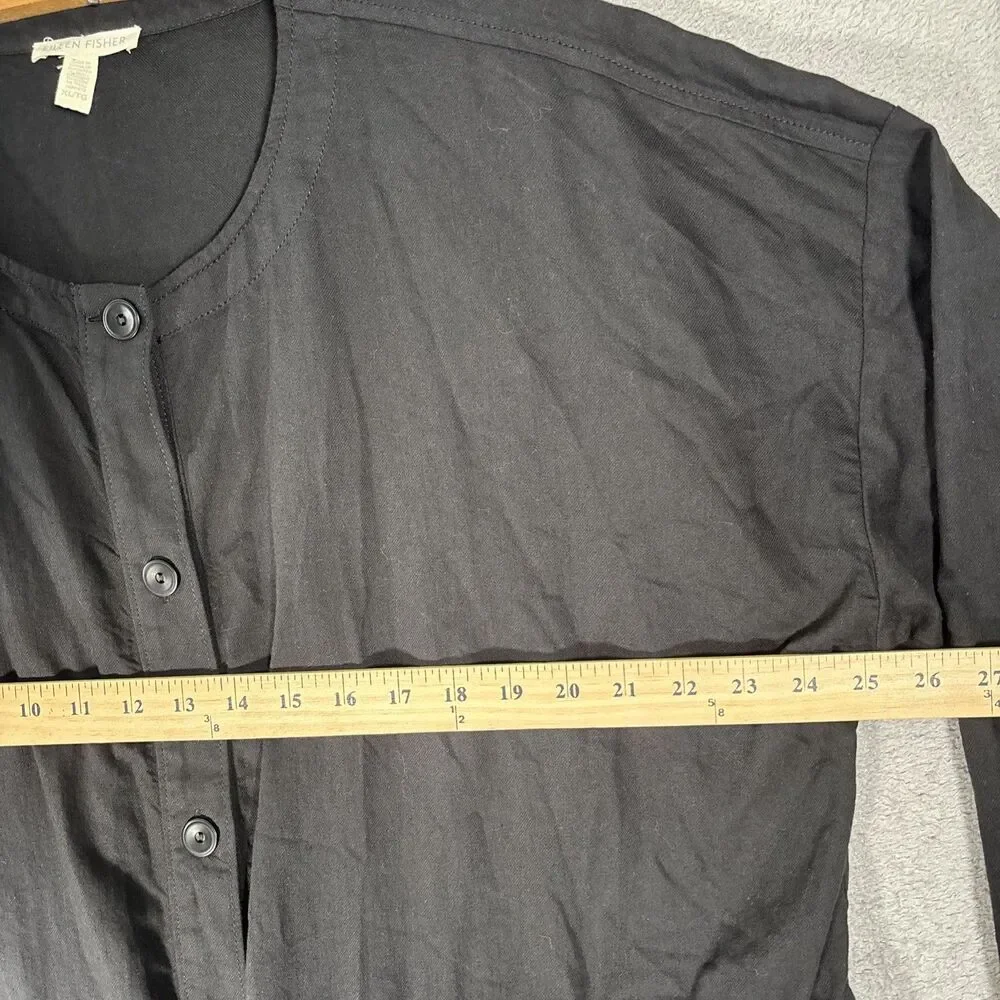 Eileen Fisher Organic Cotton Twill Shirttail Jacket Top XL‎ Lagenlook Minimalist